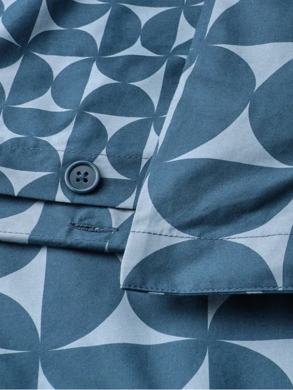 Geometric Blue Cotton Duvet Cover Set - Full/Queen